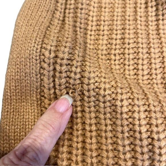 Nude Brand Open Back Cowl Neck Cable Knit Sweater Camel Size S/M - Picture 10 of 11